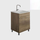 Mobile Lavatoio Vasca Zeus in MineralMarmo Apertura a 2 Ante 60x46x84 cm Bianco Latte