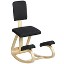 Sedia Ergonomica Inginocchiatoio con Schienale 51x84x93 cm in Legno di Betulla e Cuscini Nero  