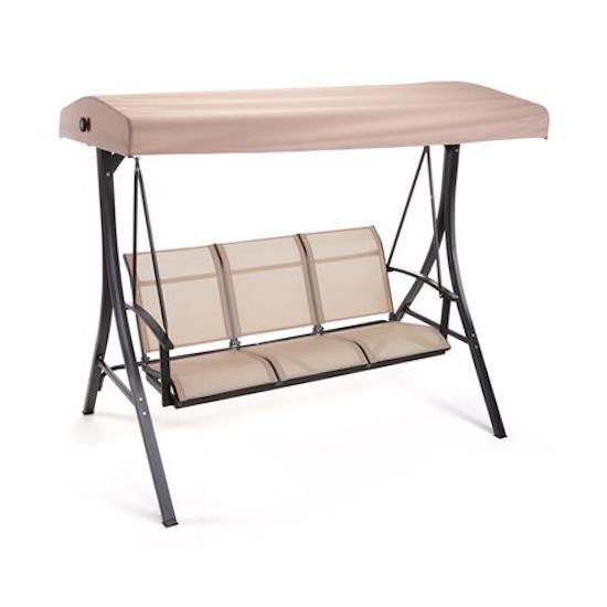 Dondolo da Giardino 3 Posti in Ferro e Poliestere Taddei Torino Beige