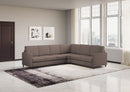 Divano Angolare 6 Posti 281x221x85 cm Karay in Tessuto Talpa