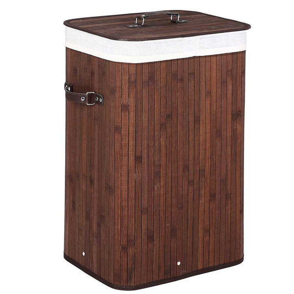 prezzo Cesto Biancheria Sporca Pieghevole in Bambu Tessuto Portabiancheria con Manici Marrone