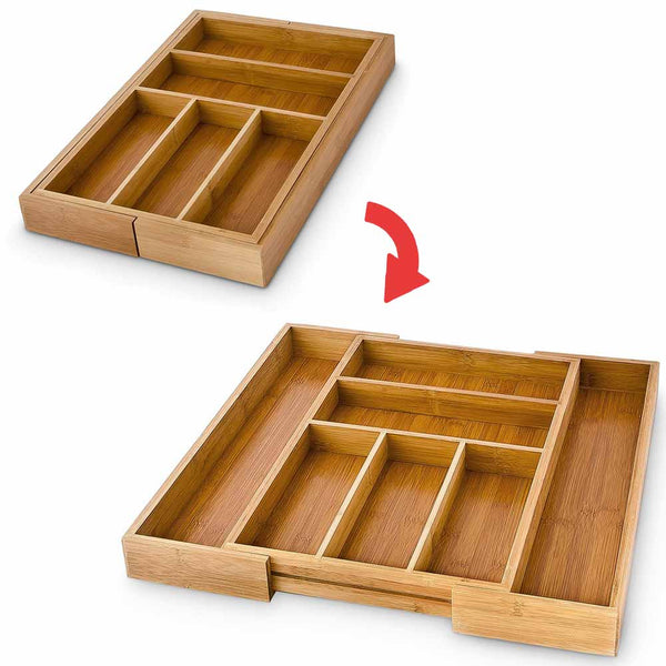 online Portaposate Estensibile da Cassetto Cucina Porta Posate in Legno Bambù 46x30cm