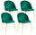 Set 4 Sedie Imbottite 49x52x79 cm in Velluto Verde e Oro