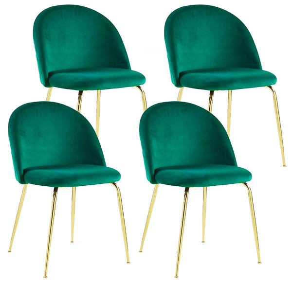 Set 4 Sedie Imbottite 49x52x79 cm in Velluto Verde e Oro prezzo