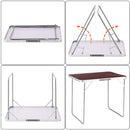 Tavolo Campeggio Picnic con Maniglia Effetto Legno 60x80x68cm Pieghevole Esterni