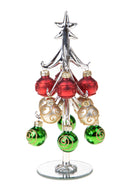 Set 2 Albererlli di Natale 21 cm con Ornamenti in Vetro 