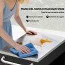 Carrello da Cucina Piano in Acciaio Inox 86x50x86.5 cm Armadietto con Struttura in Metallo Nero   