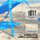 Tenda Spiaggia 2-4 Persone Tappetino Pala Protezione Solare UPF50+ Azzurro      