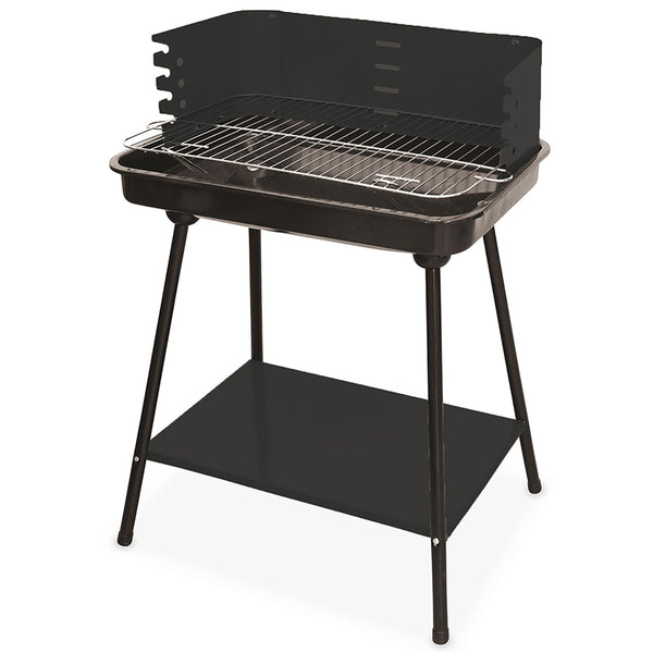 prezzo Barbecue a Carbone Carbonella Rettangolare 58x38x82 cm con Vassoio in Acciaio al Carbonio Nero