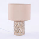 Lampada da Tavolo Ø22xH31 cm in Metallo Traforato Beige