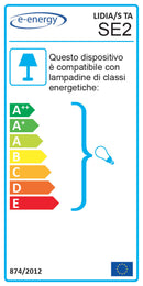 Sospensione D30 1xE27 Montatura Bianca Vetro Alabastro Tabacco E-Energy Lidia