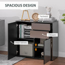 Credenza Moderna con 2 Armadietti e 2 Cassetti con Apertura a Pressione 79x36x74 cm  Nero Lucido