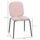 Set 2 Sedie Imbottite 50x56x83 cm in Tessuto e Acciaio Rosa