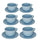 Set 6 Tazze da The con Piattino Ø9,5xh7 cm in Gres Porcellanato Juliet Azzurro Pastello