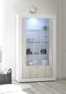 Mobile Vetrina 2 Ante 110x42x191 cm in Legno TFT Lipari Bianco e Pino