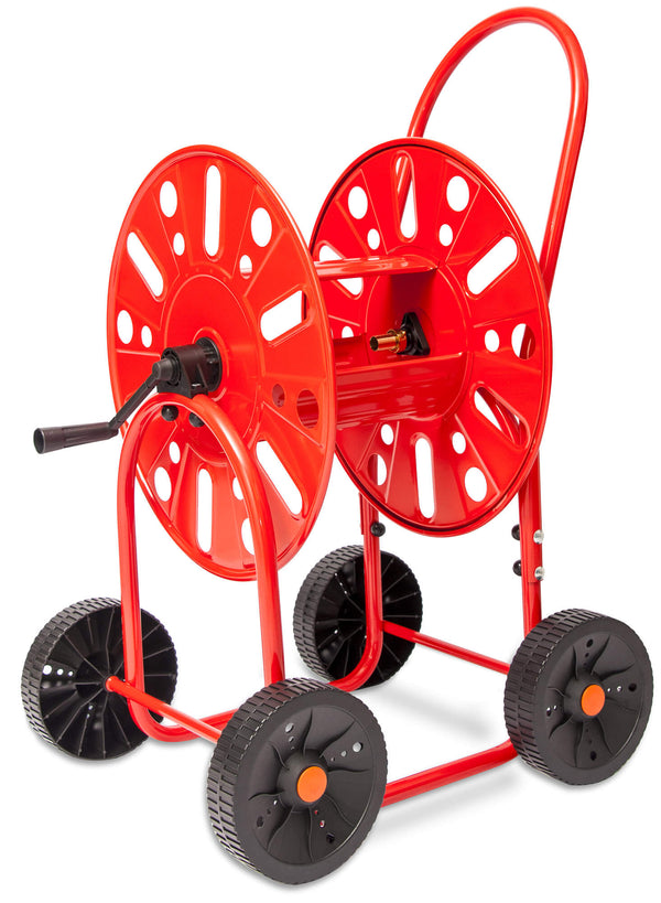 Carrello Avvolgitubo Manuale con Ruote 80 mt Tubo Ø3/4” in Acciaio Verniciato Rosso Agrati sconto