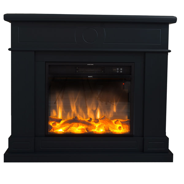 acquista Camino Elettrico da Pavimento 109x102x21,5 cm Effetto Fiamma 1500W Sined Lipari Nero