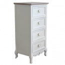 Cassettiera Cuore 4 Cassetti 44x34x90 h cm in Legno di paulownia Bianco