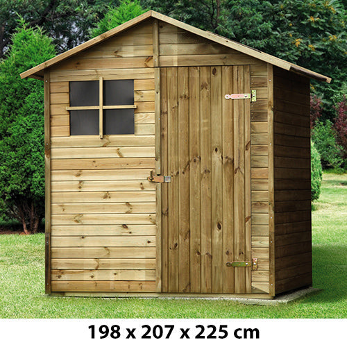 sconto Casetta Box Capanno in Legno per Attrezzi con Porta e Finestra 198X207X225Cm