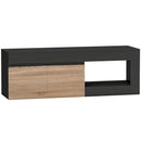 Mobile TV Moderno da 60" con Armadietto 140x40x48 cm 2 Ante e Ripiano Aperto in Legno Ingegnerizzato Nero e color Legno      