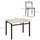 Set da Pranzo Tavolo Rettangolare e 4 Sedie in Acciaio e MDF Nero e Rovere