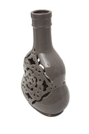 Vaso Carving Grigio 16,5x11x27 cm Porcellana Fango