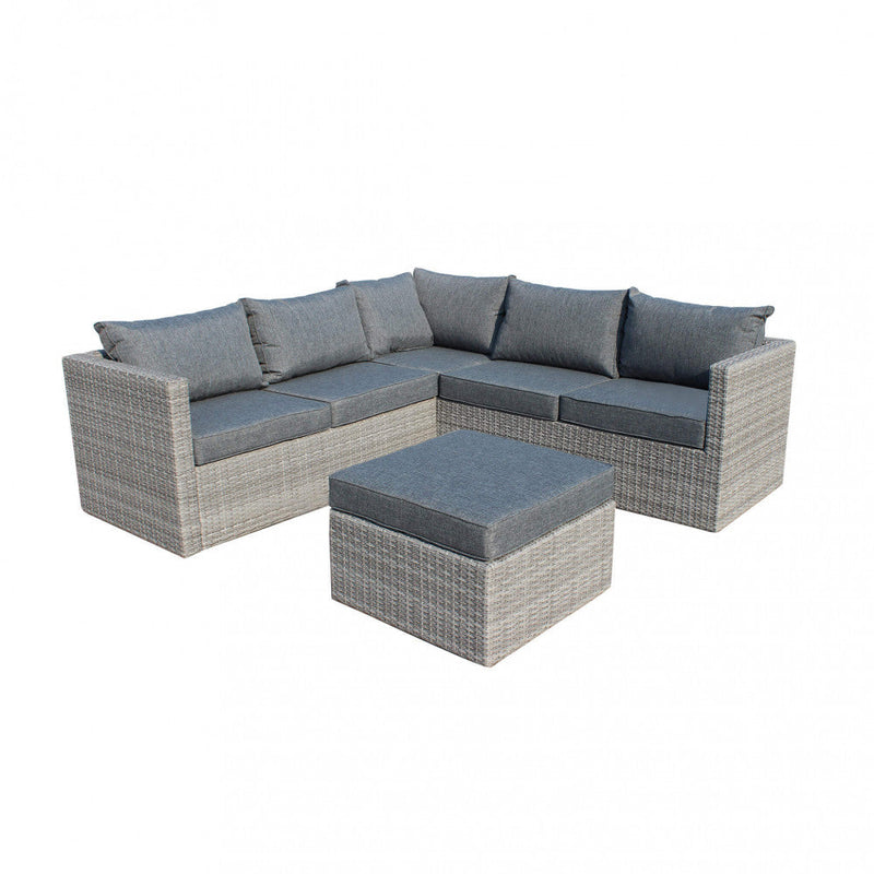 Salotto Angolare Argentina con Cuscini in Wicker Grigio