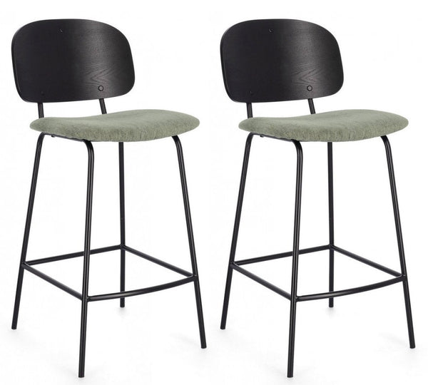 online Set 2 Sgabelli 43,5x52,5x93,5 cm Sienna in Tessuto Verde