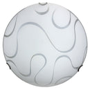 Plafoniera 2xE27 Ganci Cromo Vetro Lastra Bianco Decorato Ondina E-Energy Onda