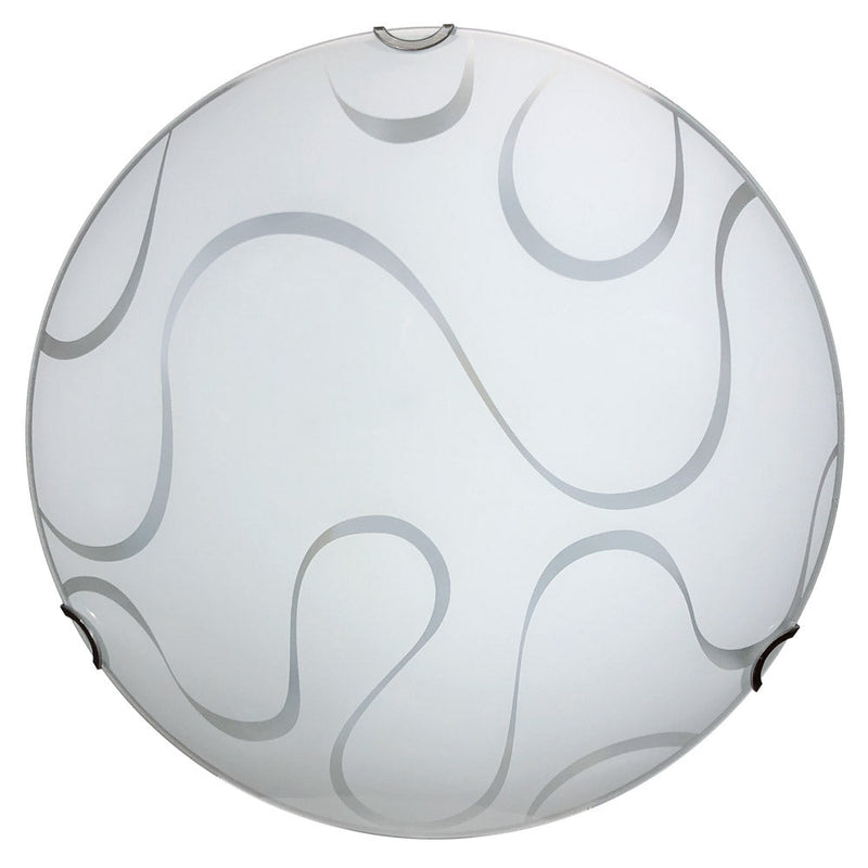 Plafoniera 1xE27 Ganci Cromo Vetro Lastra Bianco Decorato Ondina E-Energy Onda