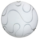 Plafoniera 1xE27 Ganci Cromo Vetro Lastra Bianco Decorato Ondina E-Energy Onda