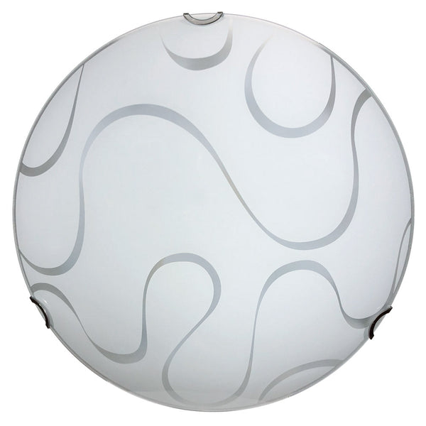 acquista Plafoniera 2xE27 Ganci Cromo Vetro Lastra Bianco Decorato Ondina E-Energy Onda