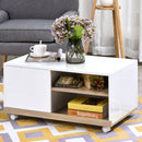 Mobile TV in Legno con Ruote 80x45x39,5 cm Bianco Lucido