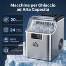 Macchina del Ghiaccio 3,2 Litri 24 Cubetti 299W in Acciaio Argento