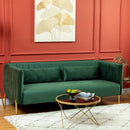Divano 3 Posti 195x88x76 cm in Acciaio e Tessuto Vellutato Verde