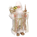 Babbo natale in tessuto oro e bianco con sacco regali cm xh45