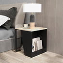 Set da 2 Tavolini da Caffè 40x40x45 cm con Vano Porta Oggetti in Truciolato e Acciaio Nero e Quercia