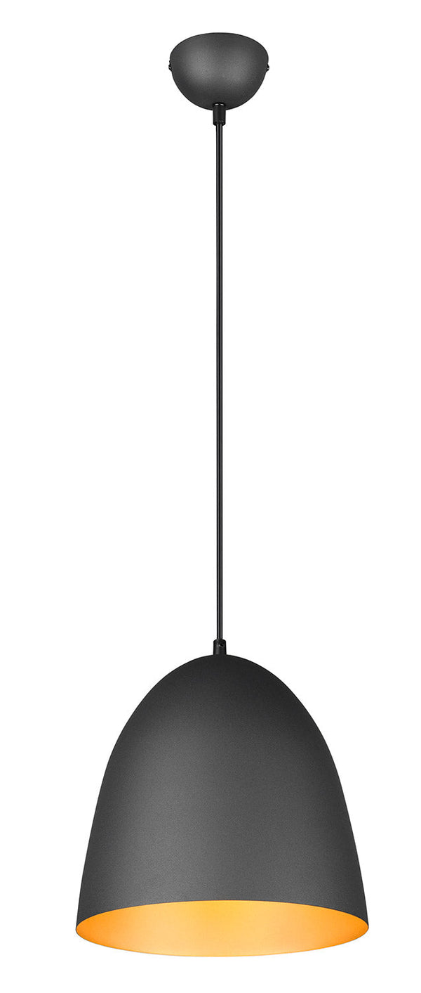 Lampada a Sospensione da Interno Attacco E27 in Metallo Nero e Oro sconto