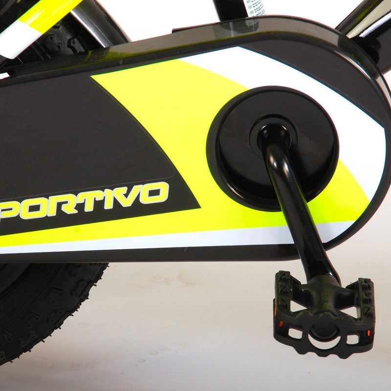 Bicicletta per Bambino 16"" 2 Freni Sportivo Giallo Neon e Nero