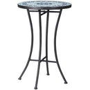 Tavolino da Giardino Ø35,5x53,5 cm in Metallo con Mosaico Blu