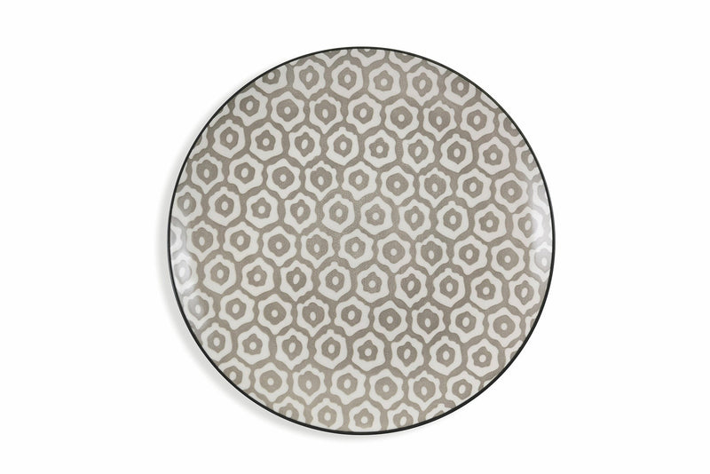 Servizio Piatti 18 Pezzi in Gres Villa d'Este Home Tivoli Confusion Bianco e Grigio