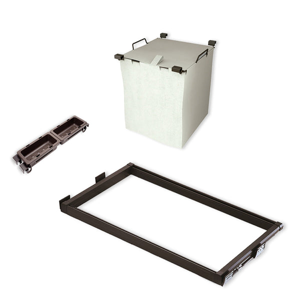 Kit Cesto Biancheria e Vaschette per Mobile con Guide Chiusura Soft Emuca Moka prezzo