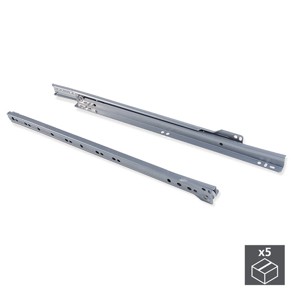 acquista Kit Guide a Rotelle per Cassetti H800 mm a Estrazione Parziale Grigio 10 Pezzi Emuca