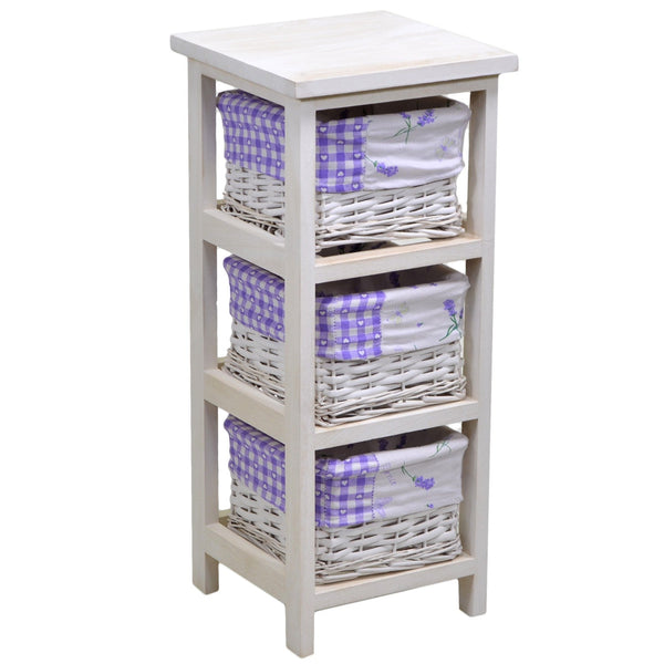 online Cassettiera in Legno 3 Cassetti 25x25H59cm Lavanda