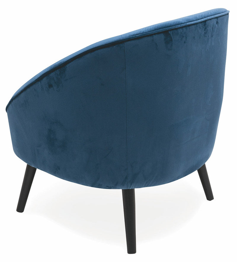 Poltrona Imbottita in Velluto con Gambe in Legno Soriani Blu