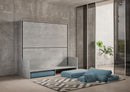 Letto Doppio A Scomparsa Kando Con Divano Con Materassi Cemento e Azzurro      