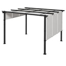 Gazebo Pergola con 3 Tettucci Regolabili 300x350 cm in Acciaio e Poliestere Grigio Chiaro      