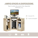 Scrivania Angolare Porta PC 90x90x83,5 cm Legno Truciolato Rovere
