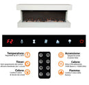 Camino Elettrico da Parete o Incasso Alaro Plus 127x18x52 cm Effetto Fiamma Telecomando in MDF Bianco