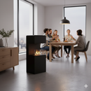 Camino a Bioetanolo da Pavimento 38x38x100 cm Oslo in acciaio Nero